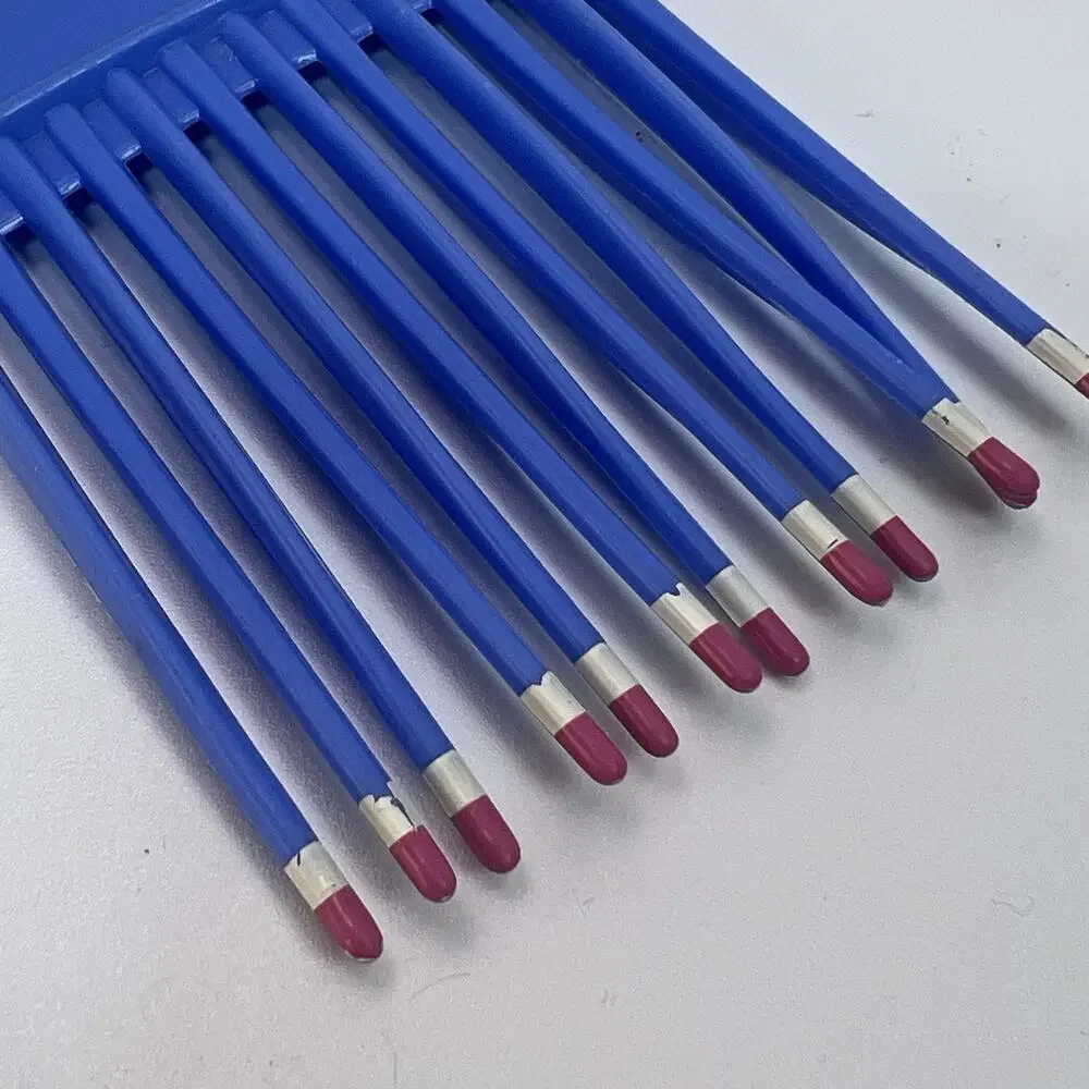 Vintage 1980s USA Patent 4345608 Color Dip Hair Pick Lift Comb Blue White 6.5”